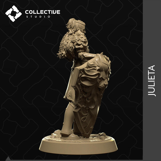 Julieta, Shieldmaiden, Scarred Warrior | Tabletop Gaming Mini or Display Figure | Collective Studio