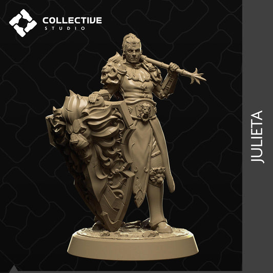 Julieta, Shieldmaiden, Scarred Warrior | Tabletop Gaming Mini or Display Figure | Collective Studio