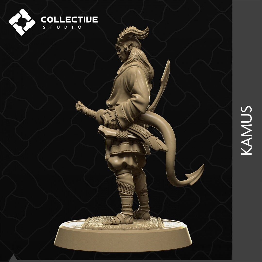 Kamus, Tiefling Fighter Rogue Warlock | Tabletop Gaming Mini or Display Figure | Collective Studio