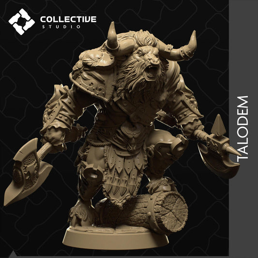 Talodem, Minotaur Barbarian | Tabletop Gaming Mini or Display Figure | Collective Studio