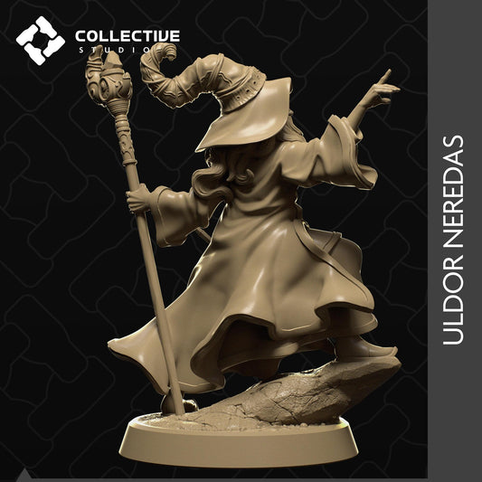 Uldor Neredras, Human Wizard | Tabletop Gaming Mini or Display Figure | Collective Studio