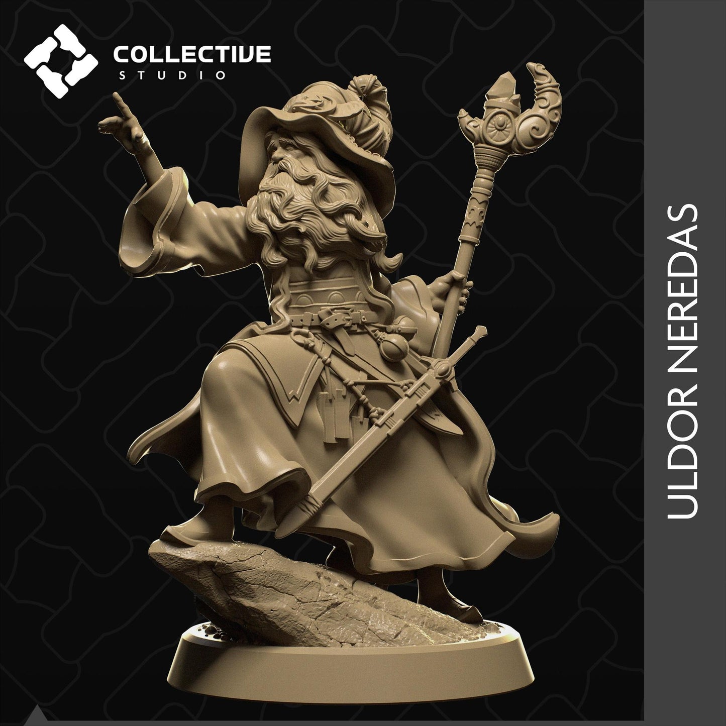 Uldor Neredras, Human Wizard | Tabletop Gaming Mini or Display Figure | Collective Studio