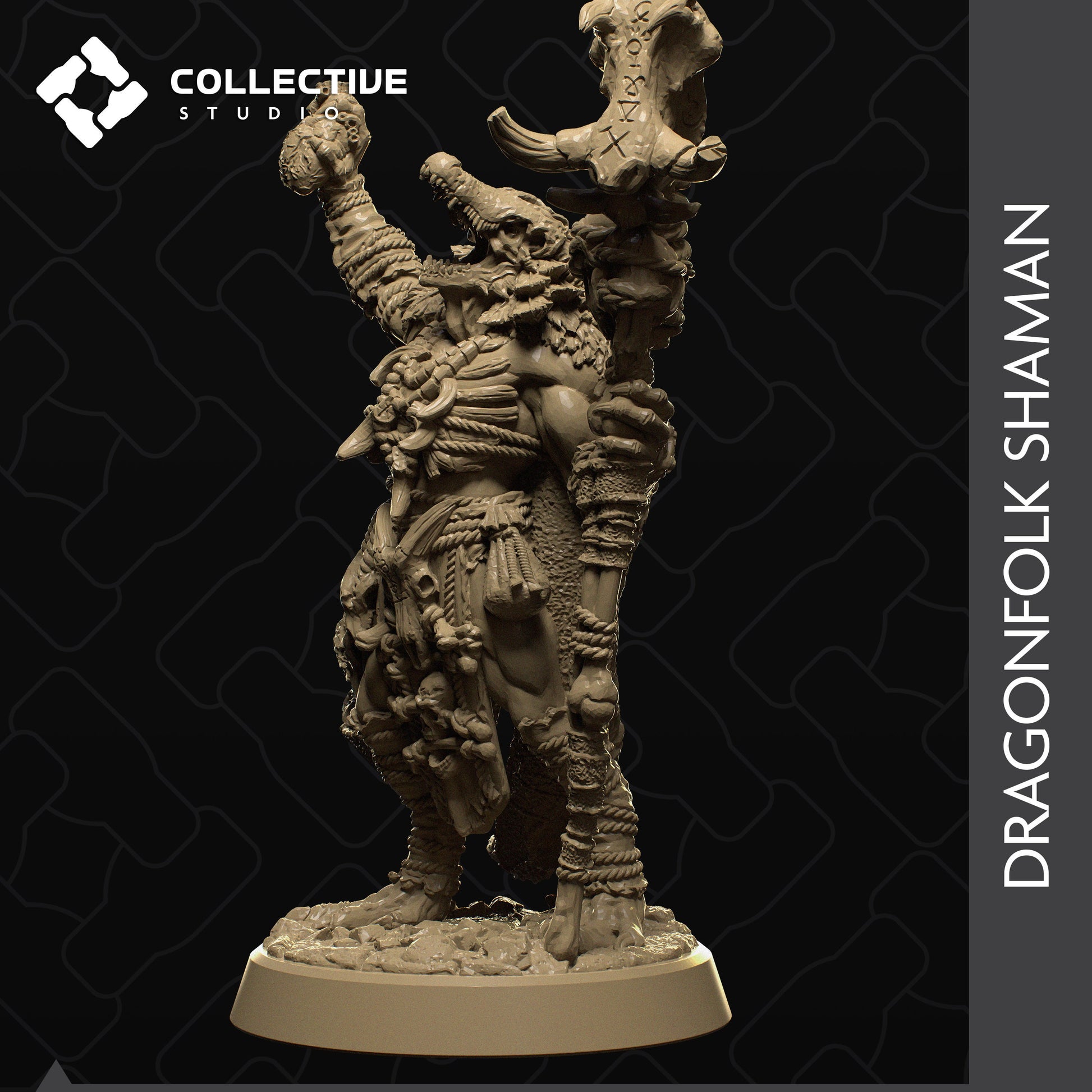 Dragonfolk Shaman | Tabletop Gaming Mini or Display Figure | Collective Studio