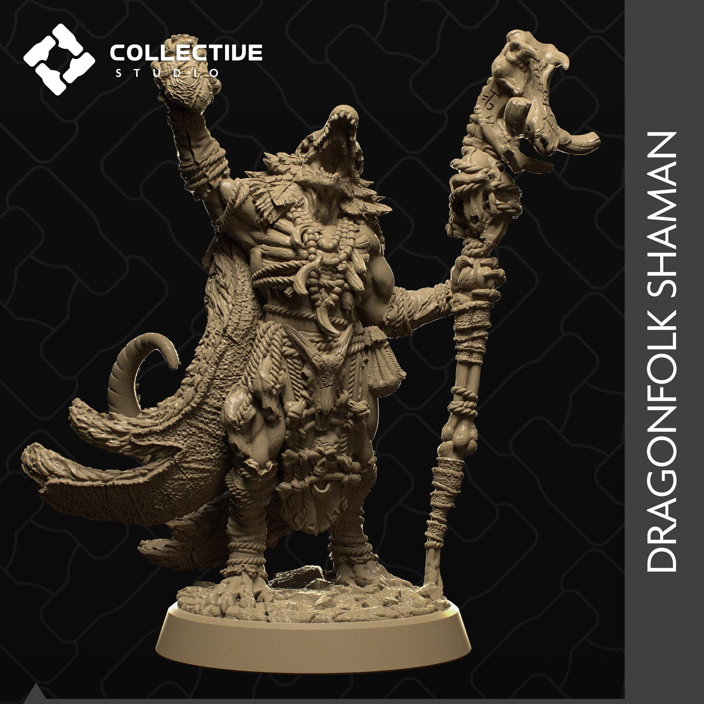 Dragonfolk Shaman | Tabletop Gaming Mini or Display Figure | Collective Studio