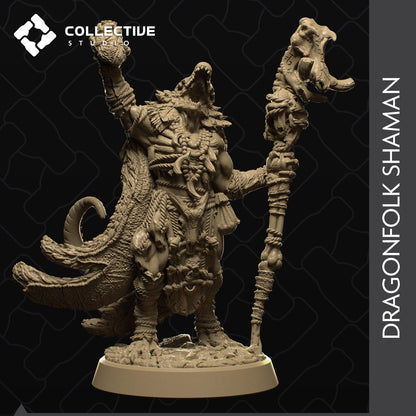 Dragonfolk Shaman | Tabletop Gaming Mini or Display Figure | Collective Studio