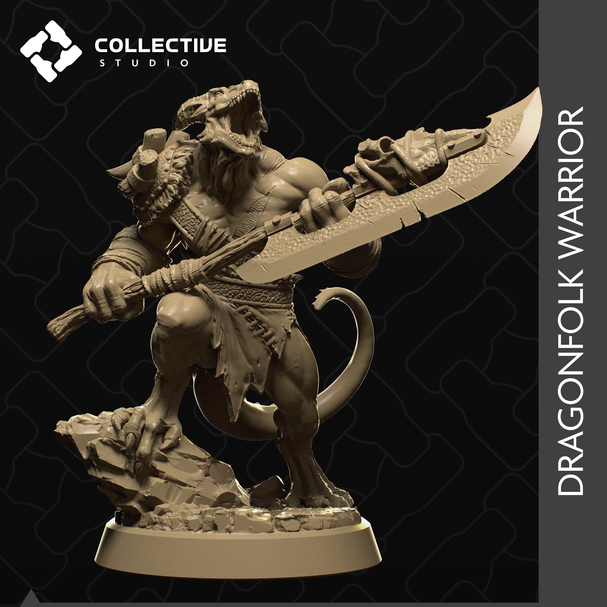 Dragonfolk Warrior | Tabletop Gaming Mini or Display Figure | Collective Studio