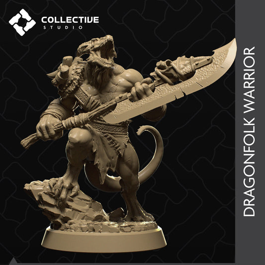 Dragonfolk Warrior | Tabletop Gaming Mini or Display Figure | Collective Studio