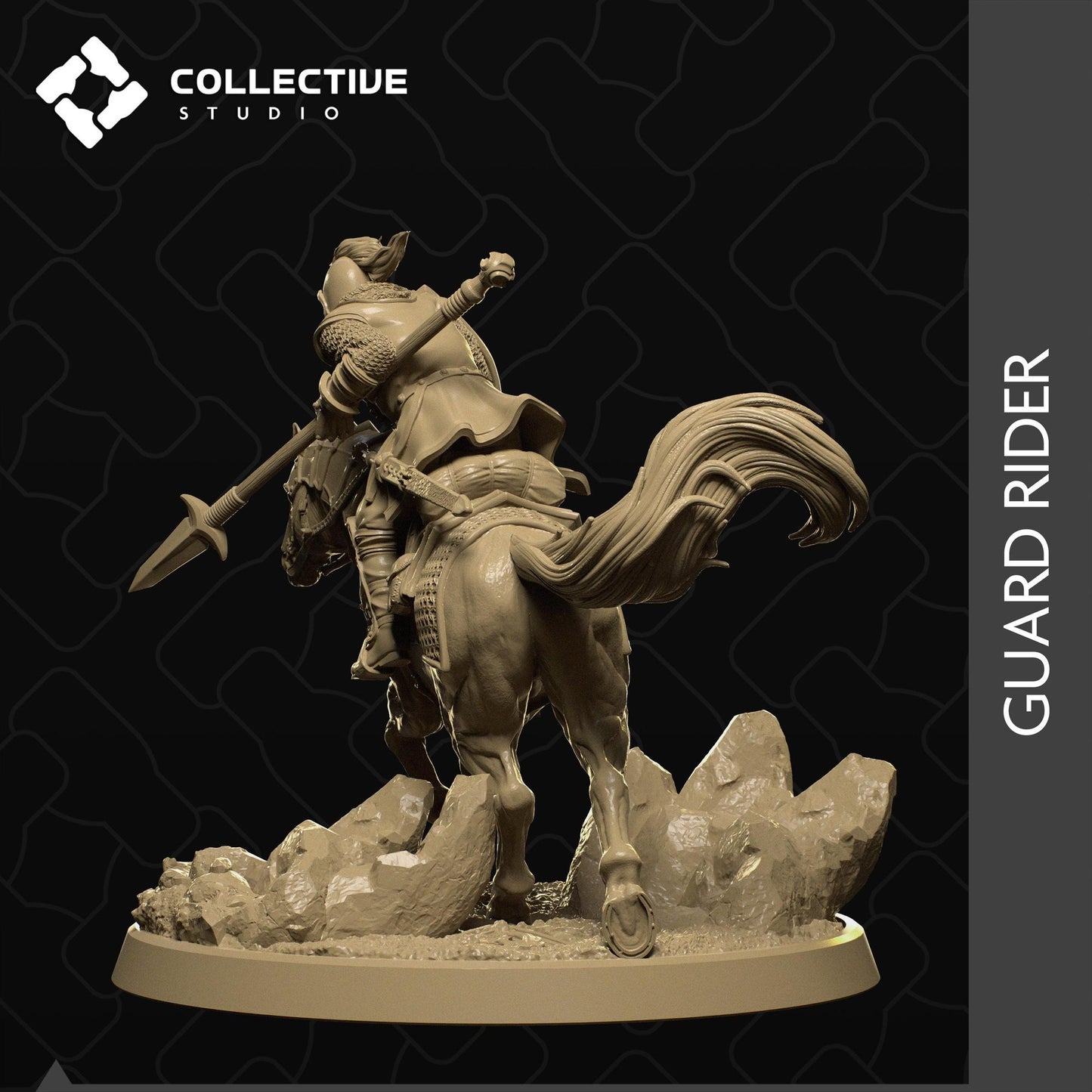 Guard Rider, Mounted Spearman | Tabletop Gaming Mini or Display Figure | Collective Studio