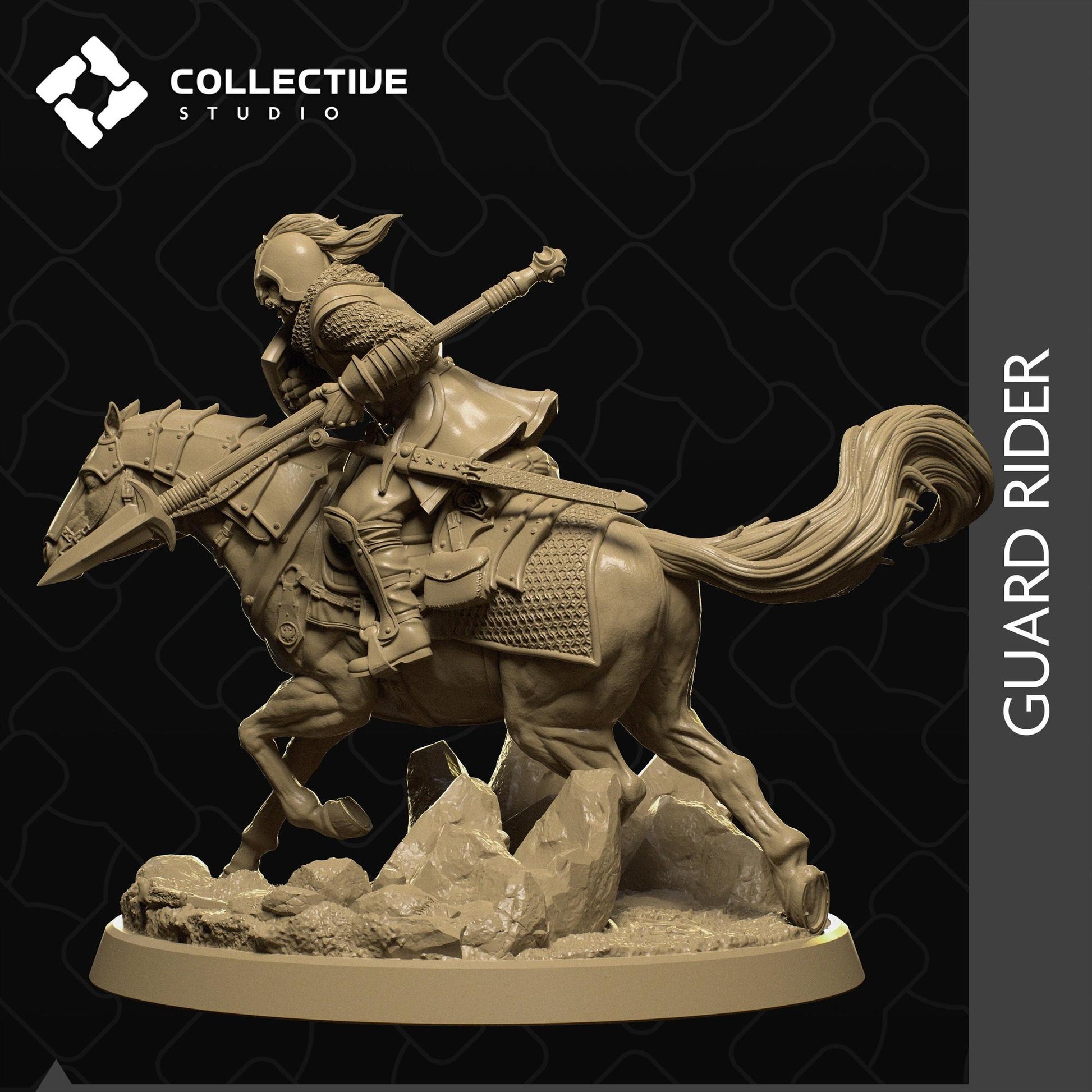 Guard Rider, Mounted Spearman | Tabletop Gaming Mini or Display Figure | Collective Studio