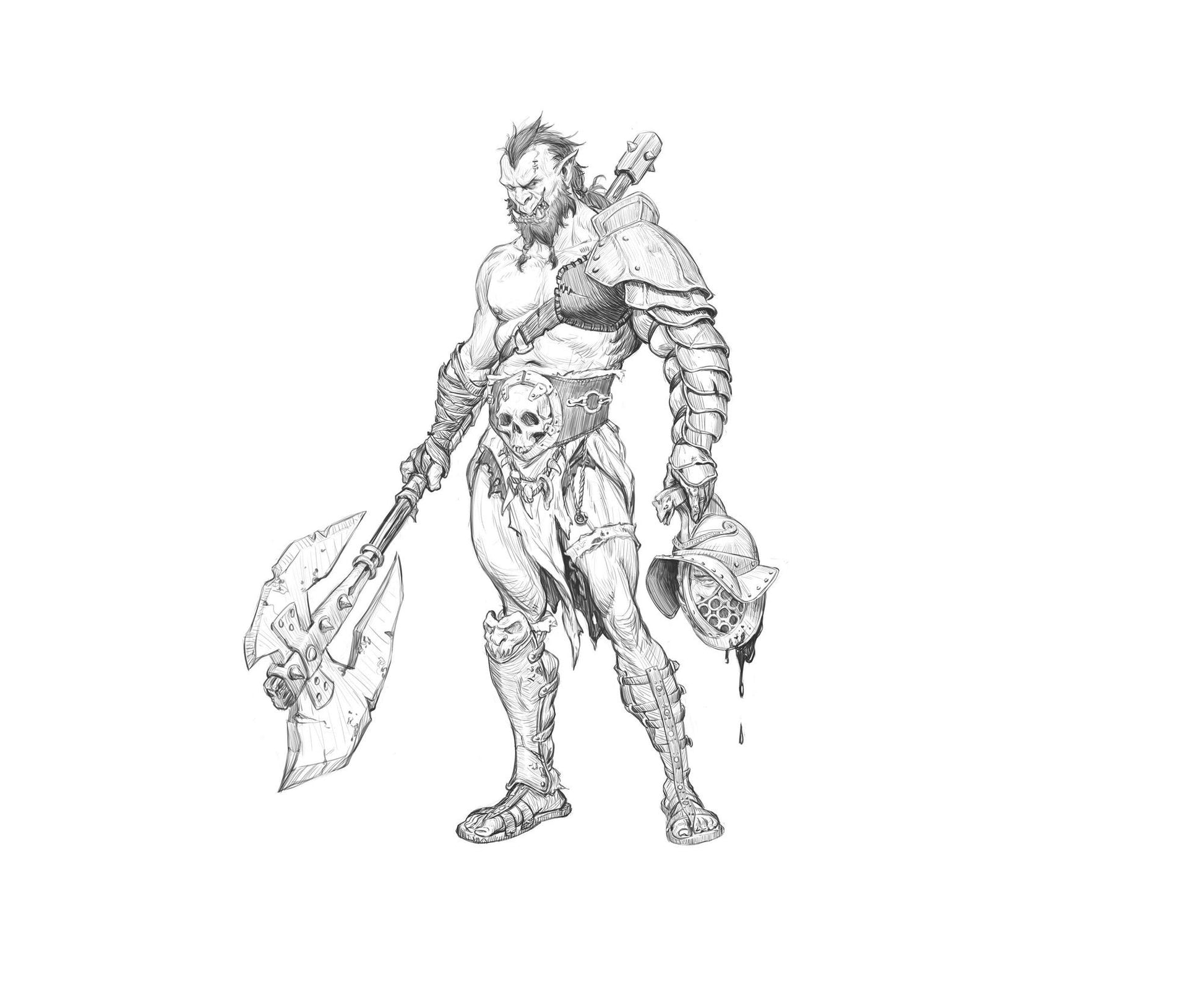 Orc Gladiator Warrior Fighter | Tabletop Gaming Mini or Display Figure | Collective Studio