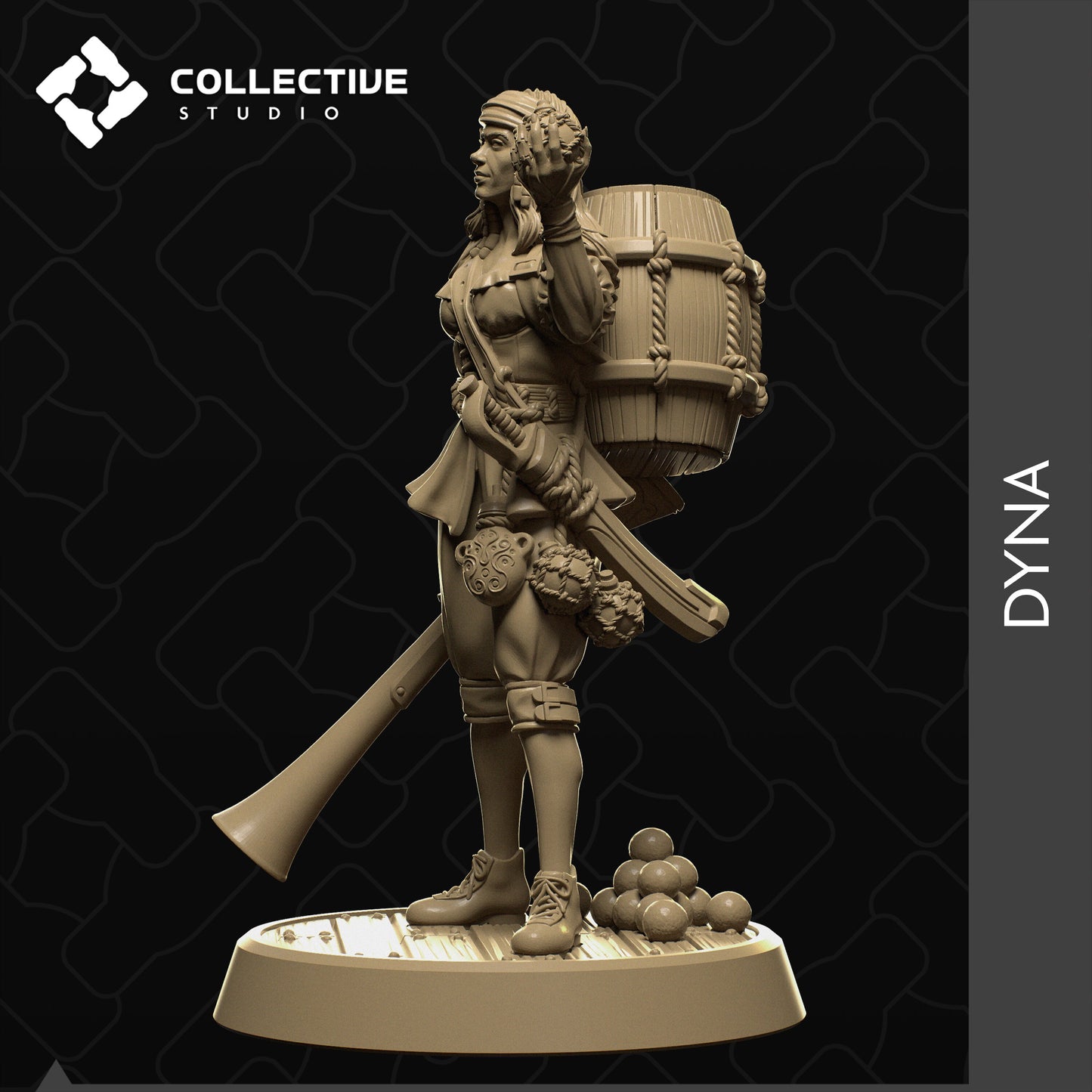 Dyna, Pirate Bomber | Tabletop Gaming Mini or Display Figure | Collective Studio