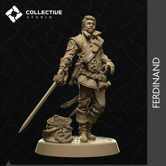 Ferdinand Aguja, Swashbuckler Rogue | Tabletop Gaming Mini or Display Figure | Collective Studio