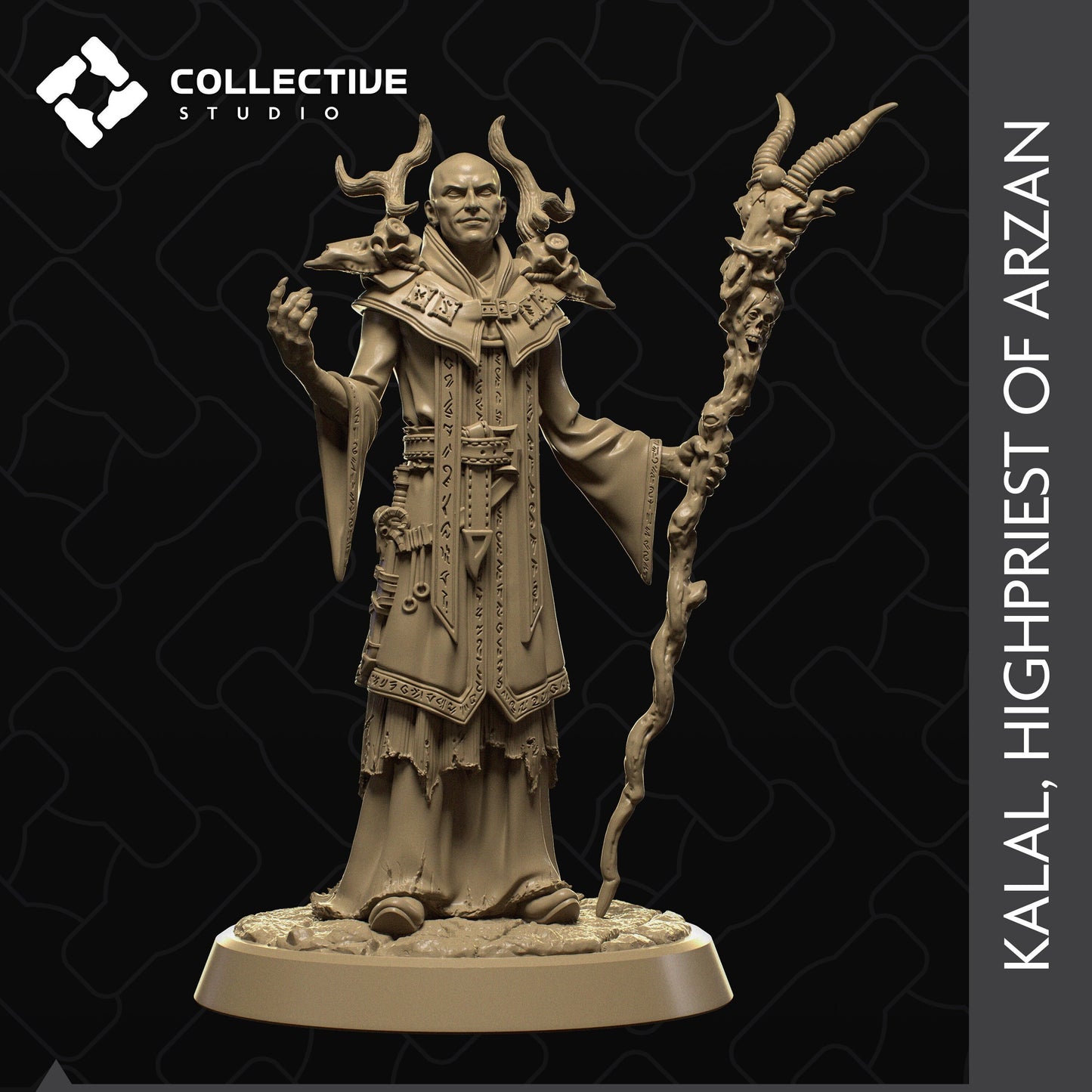 Kalal, Highpriest of Arzan | Tabletop Gaming Mini or Display Figure | Collective Studio