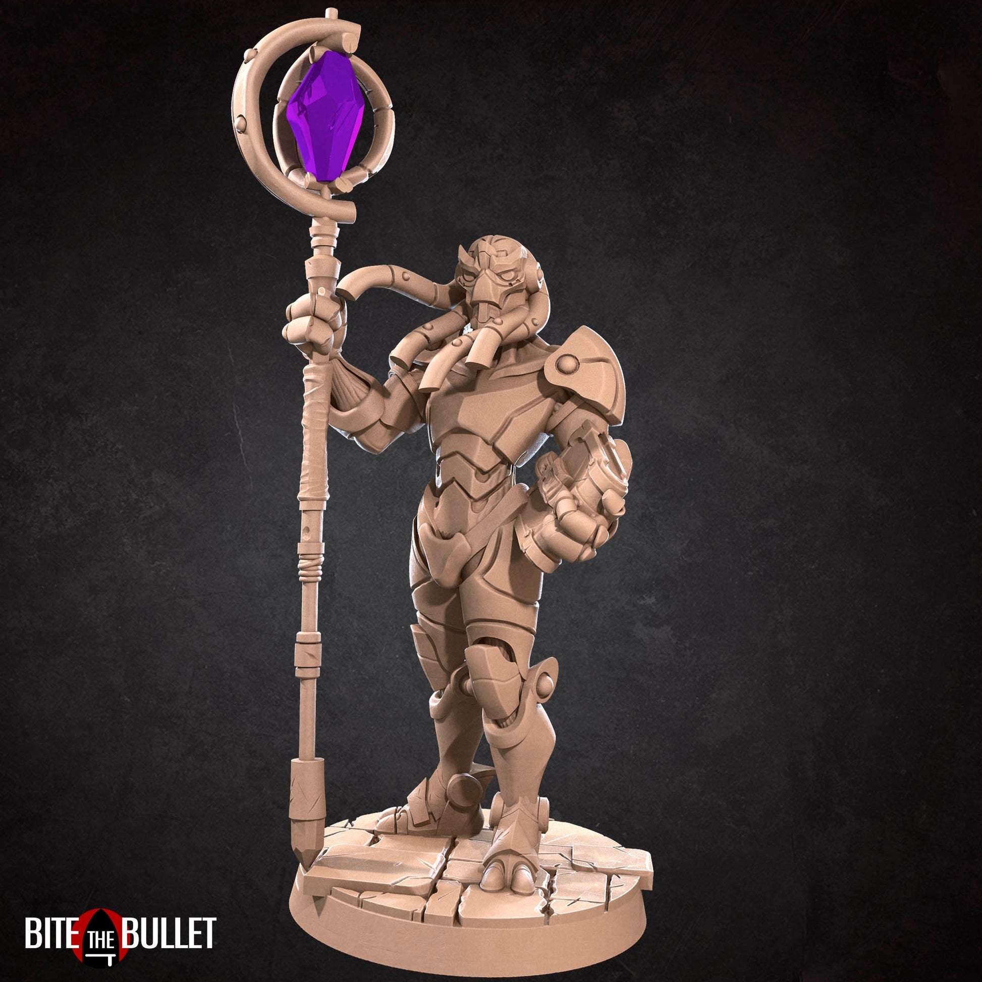 Warforged Warlock | TTRPG Miniature | Bite the Bullet | Unpainted, Unplated Resin 8k
