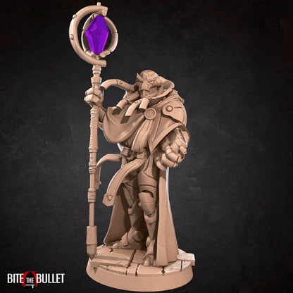 Warforged Warlock | TTRPG Miniature | Bite the Bullet | Unpainted, Unplated Resin 8k