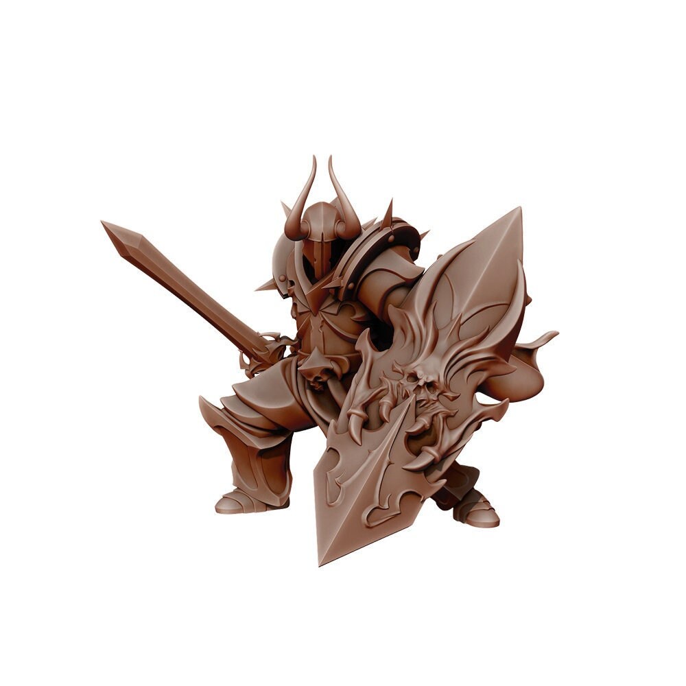 Dark Knight Chaos Warrior | TABLETOP SCALE | D&D TTRPG Miniature | Manuel Boria | Unpainted, Unplated Resin 8k