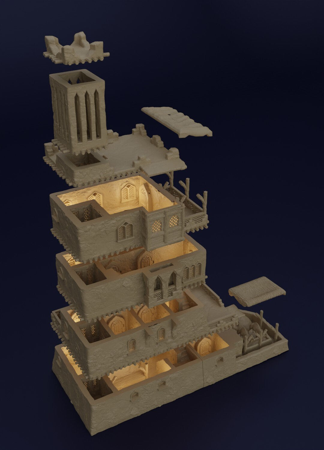 Desert Inn | D&D TTRPG Playable 3D Printed Building Terrain Scenery | MiniatureLand