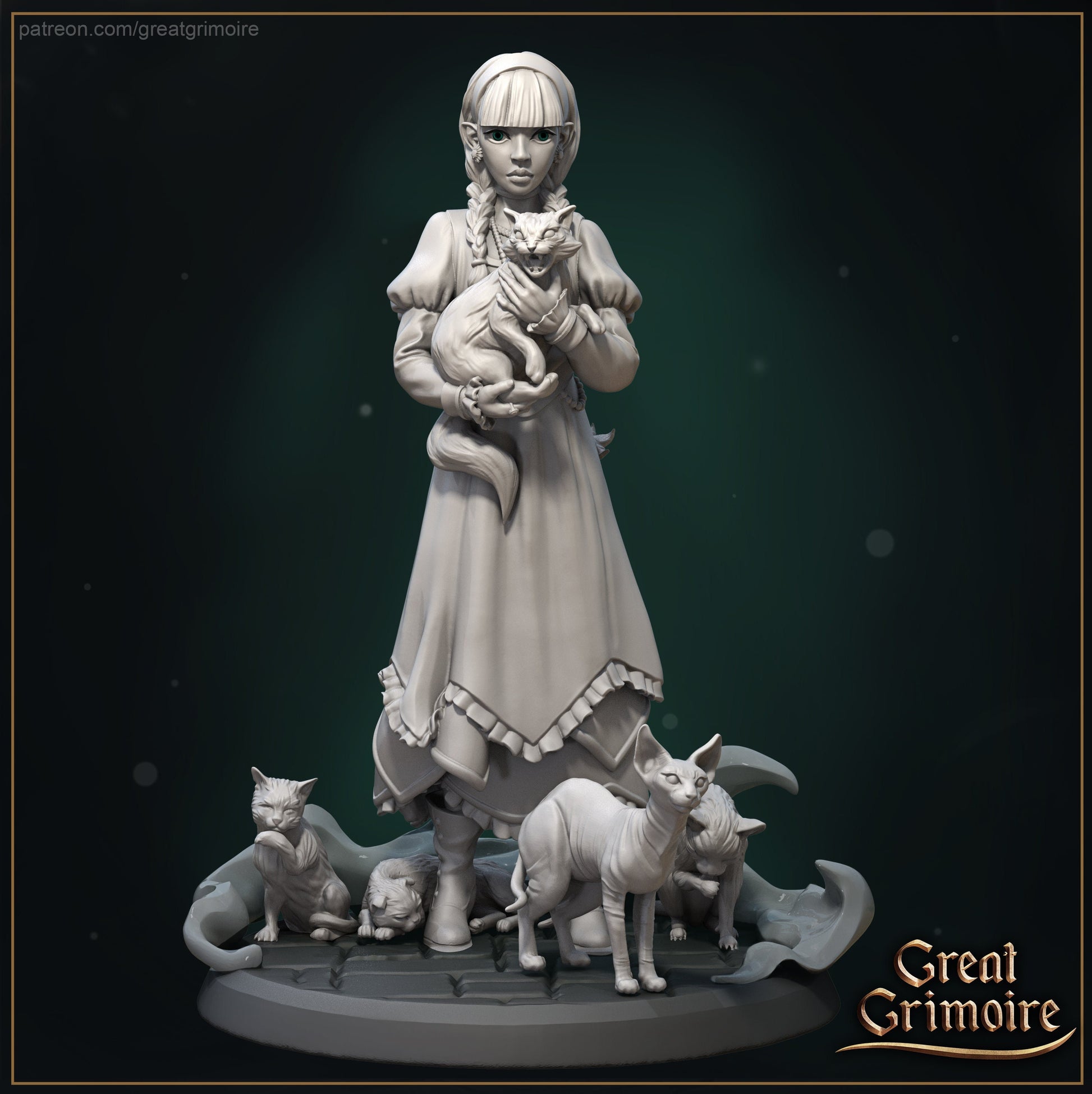 Cat Summoner | Lodge of the Dark Arts | Tabletop Gaming Miniature | Great Grimoire