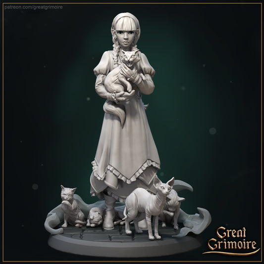 Cat Summoner | Lodge of the Dark Arts | Tabletop Gaming Miniature | Great Grimoire