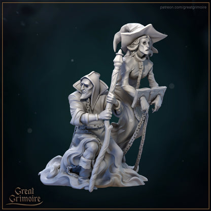 Two Ghost Mages | Lodge of the Dark Arts | Tabletop Gaming Miniature | Great Grimoire