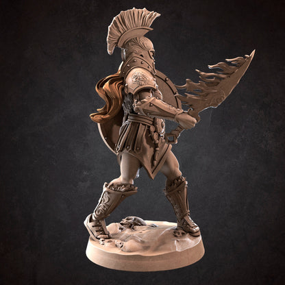 Spartan Warrior, Adara | TABLETOP SCALE | TTRPG Miniature | Bite the Bullet | Unpainted, Unplated Resin 8k