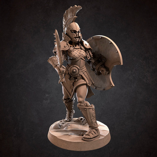 Spartan Warrior, Adara | TABLETOP SCALE | TTRPG Miniature | Bite the Bullet | Unpainted, Unplated Resin 8k