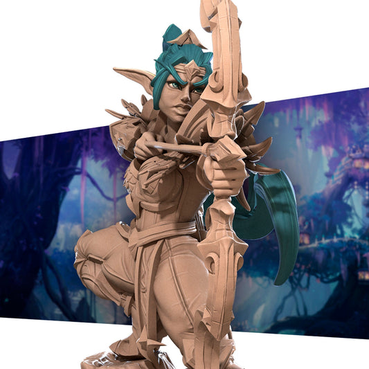Moon Elf Ranger | TABLETOP SCALE | D&D TTRPG Miniature | Bite the Bullet | Unpainted, Unplated Resin 8k