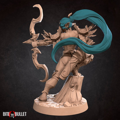 Moon Elf Ranger | TABLETOP SCALE | D&D TTRPG Miniature | Bite the Bullet | Unpainted, Unplated Resin 8k