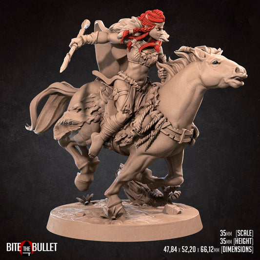 Amazon Queen, Anira (Mounted Version) | D&D TTRPG Miniature | Bite the Bullet