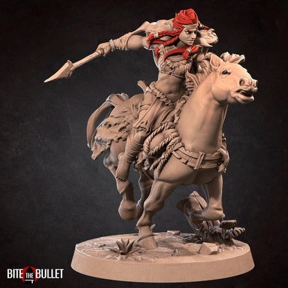 Amazon Queen, Anira (Mounted Version) | D&D TTRPG Miniature | Bite the Bullet