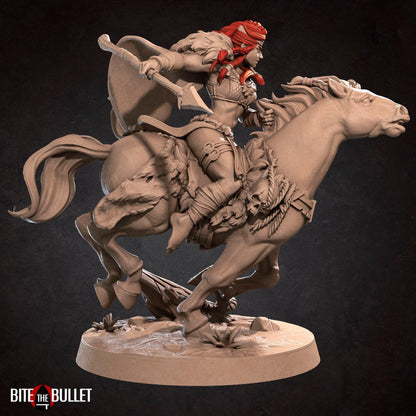 Amazon Queen, Anira (Mounted Version) | D&D TTRPG Miniature | Bite the Bullet