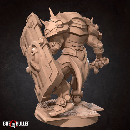 Warforged Warrior | TABLETOP SCALE | D&D TTRPG Miniature | Bite the Bullet | Unpainted, Unplated Resin 8k