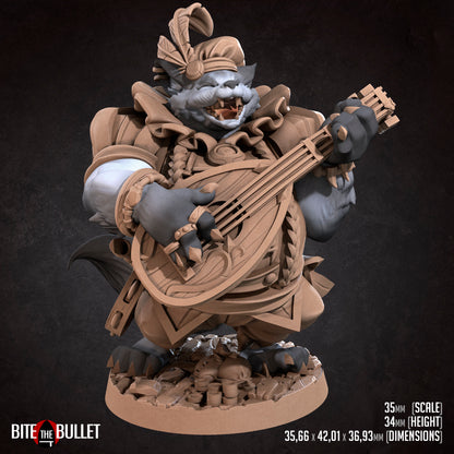 Foxfolk Bard | TABLETOP SCALE | D&D TTRPG Miniature | Bite the Bullet | Unpainted, Unplated Resin 8k