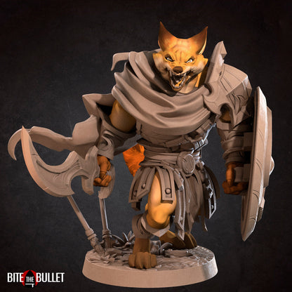 Foxfolk Warrior | TABLETOP SCALE | D&D TTRPG Miniature | Bite the Bullet | Unpainted, Unplated Resin 8k