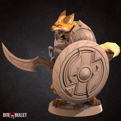 Foxfolk Warrior | TABLETOP SCALE | D&D TTRPG Miniature | Bite the Bullet | Unpainted, Unplated Resin 8k