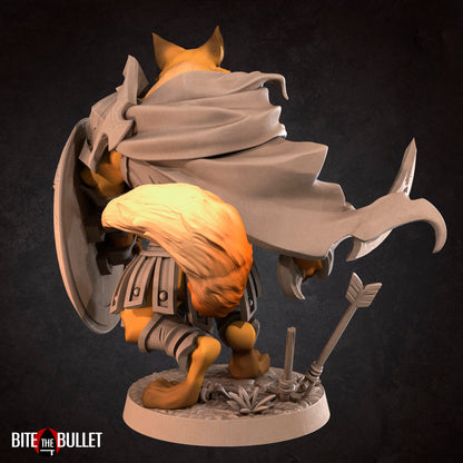 Foxfolk Warrior | TABLETOP SCALE | D&D TTRPG Miniature | Bite the Bullet | Unpainted, Unplated Resin 8k