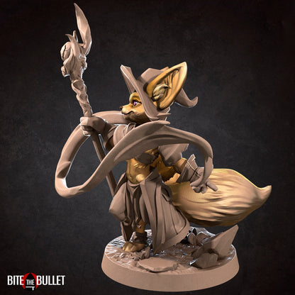 Foxfolk Wizard | TABLETOP SCALE | D&D TTRPG Miniature | Bite the Bullet | Unpainted, Unplated Resin 8k