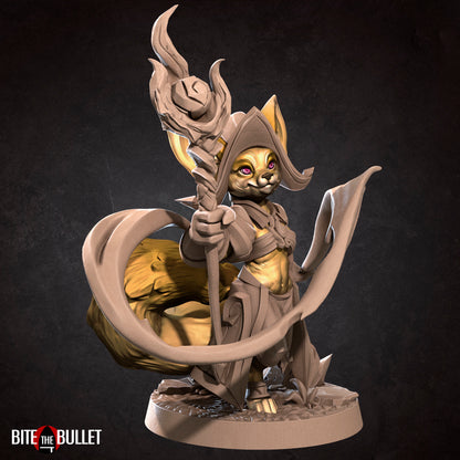 Foxfolk Wizard | TABLETOP SCALE | D&D TTRPG Miniature | Bite the Bullet | Unpainted, Unplated Resin 8k