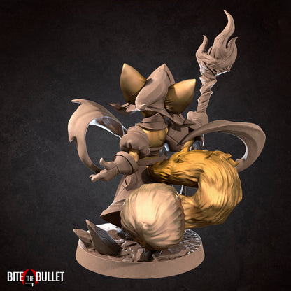 Foxfolk Wizard | TABLETOP SCALE | D&D TTRPG Miniature | Bite the Bullet | Unpainted, Unplated Resin 8k