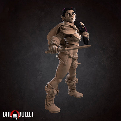 Gara, Half-Orc Rogue | TABLETOP SCALE | D&D TTRPG Miniature | Bite the Bullet | Unpainted, Unplated Resin 8k