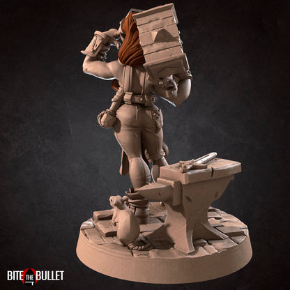 Helen, Halfling Blacksmith | TTRPG Miniature | Bite the Bullet | Unpainted, Unplated Resin 8k