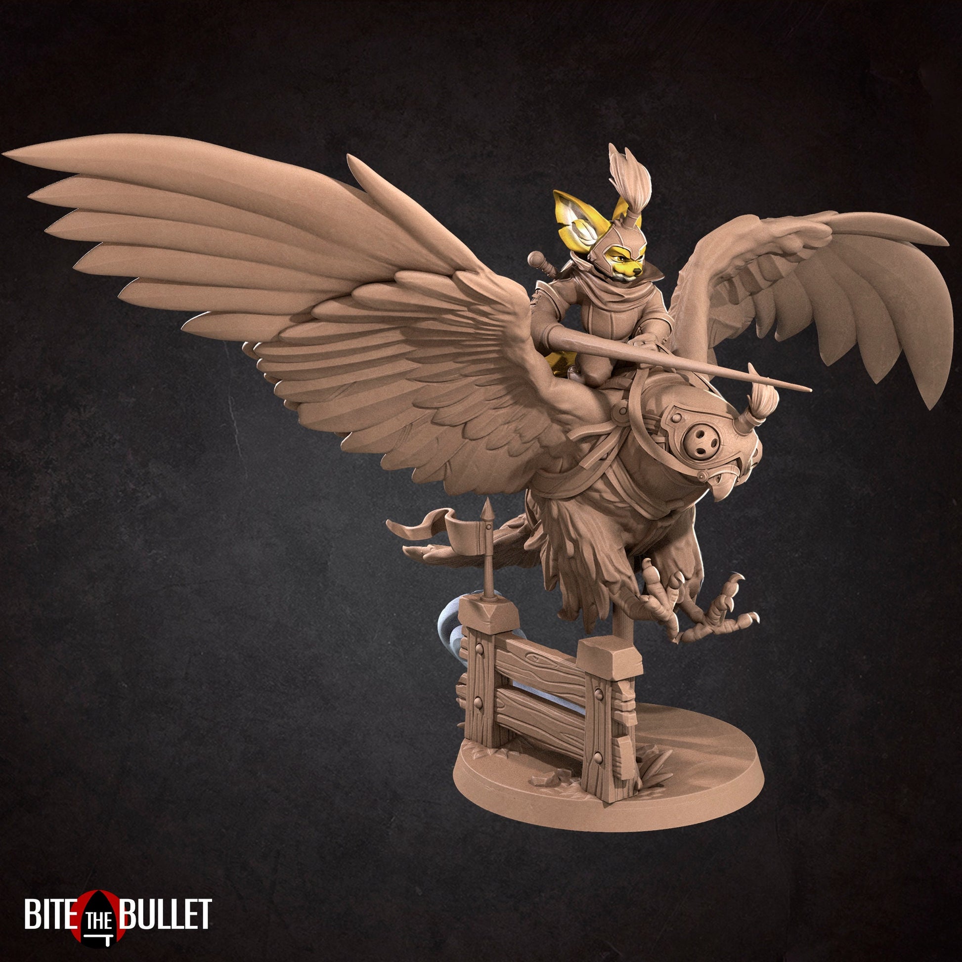 Kennet, Foxfolk Knight Falconer | TABLETOP SCALE | D&D TTRPG Miniature | Bite the Bullet | Unpainted, Unplated Resin 8k