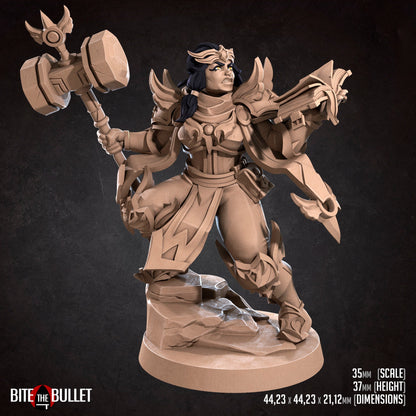Human Cleric, Loretta | TABLETOP SCALE | D&D TTRPG Miniature | Bite the Bullet | Unpainted, Unplated Resin 8k