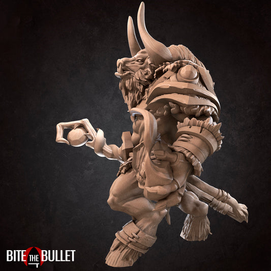 Minotaur Druid | TABLETOP SCALE | D&D TTRPG Miniature | Bite the Bullet | Unpainted, Unplated Resin 8k