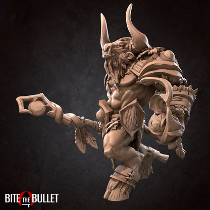 Minotaur Druid | TABLETOP SCALE | D&D TTRPG Miniature | Bite the Bullet | Unpainted, Unplated Resin 8k
