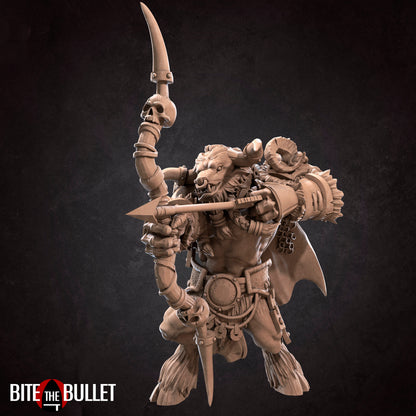 Minotaur Hunter | TABLETOP SCALE | D&D TTRPG Miniature | Bite the Bullet | Unpainted, Unplated Resin 8k
