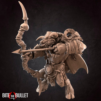 Minotaur Hunter | TABLETOP SCALE | D&D TTRPG Miniature | Bite the Bullet | Unpainted, Unplated Resin 8k