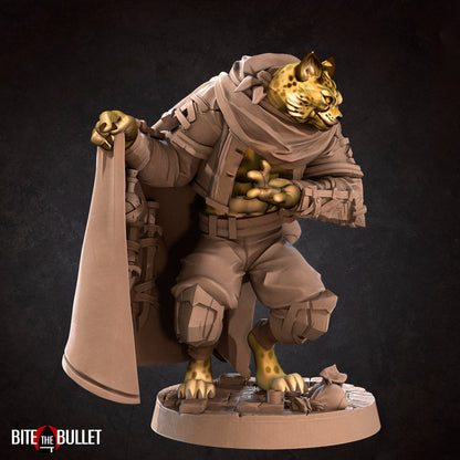 Smuggler Tabaxi | TABLETOP SCALE | D&D TTRPG Miniature | Bite the Bullet | Unpainted, Unplated Resin 8k