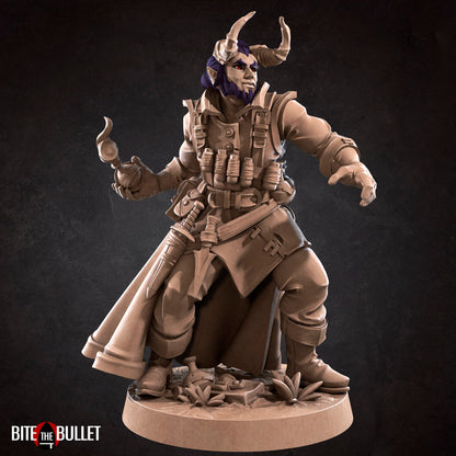 Tiefling Artificer | TABLETOP SCALE | D&D TTRPG Miniature | Bite the Bullet | Unpainted, Unplated Resin 8k