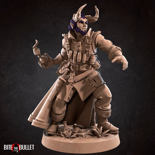 Tiefling Artificer | TABLETOP SCALE | D&D TTRPG Miniature | Bite the Bullet | Unpainted, Unplated Resin 8k